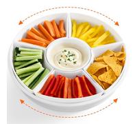 Lifewit Piatto da portata girevole da 29 cm, 7 pezzi, in plastica, piatto da spuntino con scomparti, ciotola per snack/salse, antipasti, frutta, noci, piatto da portata combinabile per feste