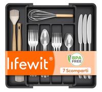 Lifewit Piccola Cassetta di Pentofole per Cassette, Portapentofole Regolabile Profondità 32 cm, Cassette Inserto Pentofole in Plastica, Cassette Organizzatore Cucina per Cuffie, Forze, Coltello, Nero