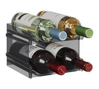 Lifewit Portabottiglie Impilabile in Plastica Frigorifero, Armadio, Piano di Lavoro, Portabottiglie di Vino, Organizer per Bottiglie d’Acqua, Può Contenere 4 Bottiglie, Nero