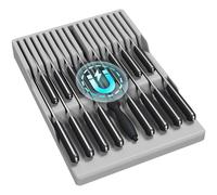 Lifewit Portacoltelli magnetico cassetto per 16 coltelli, 29,5 x 42 x 5 cm, organizer per coltelli con fondo antiscivolo, blocco portacoltelli vuoto in plastica, grande inserto per cassetti, grigio