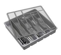 Lifewit Portaposate con Coperchio, Contenitore Porta Posate da Cassetto per Cucina, Organizer in Plastica per Cassetto per Cucchiai, Forchette, Coltelli, 6 Scomparti, Grigio