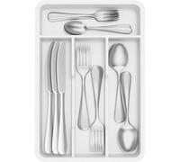 Lifewit Portaposate da Cassetto, Organizer Posate da Cassetto, Porta Posate Cucina Cassetto,19.8x31.5cm, Contenitore per Posate per Cucchiai, Forchette, Coltelli, Stoviglie, 4 Scomparti, Bianco