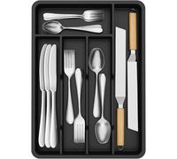 Lifewit Portaposate da Cassetto, Organizer Posate da Cassetto, Porta Posate Cucina Cassetto, 24x34 cm, Contenitore per Posate per Cucchiai, Forchette, Coltelli, Stoviglie, 5 Scomparti, Nero