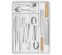 Lifewit Portaposate da Cassetto, Organizer Posate da Cassetto, Porta Posate Cucina Cassetto, 24x34 cm, Contenitore per Posate per Cucchiai, Forchette, Coltelli, Stoviglie, 6 Scomparti, Bianco