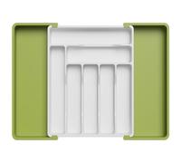 Lifewit Portaposate da Cassetto, Vassoio Espandibile Porta Posate per Cucina da Cassetto, Portaposate Regolabile in Plastica per Utensili, Cucchiai, Forchette e Coltelli, Grande, Verde e Bianco