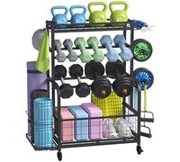 Lifewit Rastrelliera per Manubri con Ruote, per Kettlebell, Tappetini da Bodybuilding, Attrezzi per lo Yoga, per Palestra Domestica, Casa, Garage, Palestra Multiuso