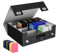 Lifewit Scatola Porta Carte per 1800 Cartes con Bustine Protettive, Deck Box Magnetico con 12 Divisori e 4 Fermi, DeckBox per TCG, MTG, PTCG, YGO, Carte sportive, Nero e Grigio