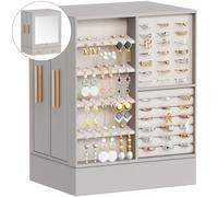 Lifewit Scatola Portagioie Girevole 360°, Portagioie Donna Grande da Camera e Letto con Specchio e 6 Cassetti, Jewelry Organizer per Anelli, Collane, Orecchini, Regalo Donna Compleanno, Grigio
