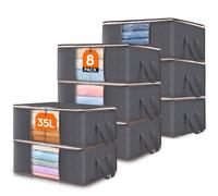 Lifewit Scatole per Vestiti, Scatola per Armadio Pieghevole, Contenitori Sottoletto, Scatoloni Trasloco per Coperte, Biancheria da Letto, Grigio, 35 L, 8 Pezzi