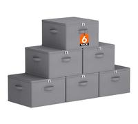 Lifewit Scatole Portaoggetti Tessuto 40L Set di 6, Ceste Portaoggetti con Coperchio, Contenitori per Armadio con Cerniera, Scatole per Armadio Salvaspazio per Vestiti 40×40×25cm, Giocattoli, Grigio