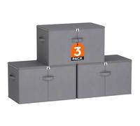 Lifewit Scatole Portaoggetti Tessuto 60L Set di 3, Ceste Portaoggetti con Coperchio, Contenitori per Armadio con Cerniera, Scatole per Armadio Salvaspazio per Vestiti 56×32×33cm, Giocattoli, Grigio