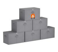 Lifewit Scatole Portaoggetti Tessuto 60L Set di 6, Ceste Portaoggetti con Coperchio, Contenitori per Armadio con Cerniera, Scatole per Armadio Salvaspazio per Vestiti 56×32×33cm, Giocattoli, Grigio