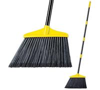 Lifewit Scopa da Esterno 135cm, Scopa da Giardino con Manico Lungo Regolabile, 1 PCS Scope Telescopica per Interni per la Pulizia di Pavimenti, Garage, Giardini, Patio, Giallo