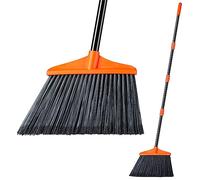 Lifewit Scopa da Esterno 135cm, Scopa da Giardino con Manico Lungo Regolabile, 1 Pcs Scope Telescopica per Interni per la Pulizia di Pavimenti, Garage, Giardini, Patio, Arancione