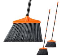 Lifewit Scopa da Esterno 135cm, Scopa da Giardino con Manico Lungo Regolabile, Scope Telescopica per Interni per la Pulizia di Pavimenti, Garage, Giardini, Patio, Arancione, 2 Pezzo