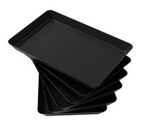Lifewit Vassoio da Portata, Vassoio Plastica Rettangolo peccato BPA, 36.7×24cm per Buffet Dolci, Portafrutta da Tavolo, Cucina Decorativo, Vassoi e Piatti per Snack, Cibo, Biscotti, Lotto di 6, Nero