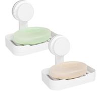 Lifewit Ventosa Portasapone per Doccia, 2 Pezzo Porta Saponetta con Scarico, Porta Sapone in Plastica senza Foratura, Portasapone Rimovibile da Parete per Doccia, Portaspugna da Cucina, Bianco
