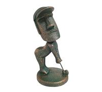 Lifexquisiter Statua Moai dell'isola di Pasqua, statua di Moai, gioca a golf Moai statuetta per decorazione domestica e ufficio, statua Moai retrò divertente per libreria decorazione desktop, giocare a golf