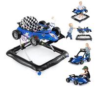 LIFEZEAL 4 in 1 Girello per Bambini, Neonati 6-18 Mesi, Altezza Regolabile, Antiurto, Trasformabile, Pieghevole, con Musica, Primi Passi, Baby Walker, Carrellino, Imparare a Camminare, Max12kg, Blu
