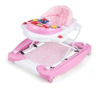 LIFEZEAL 6 in 1 Girello Neonato, Baby Walker per Primi Passi, Girello per Bambini Pieghevole con 3 Altezze Regolabili, Vassoio Musicale Rimovibile e Sedile, Carrellino per Bimbi 6-14 Mesi (rossa)