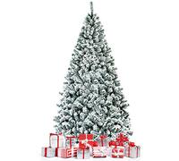 LIFEZEAL Albero di Natale artificiale, in PVC, con rami densi, albero di Natale con supporto in acciaio, per interni ed esterni (225 cm)