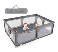 LIFEZEAL Box Bambini, 206x147x68, Recinto per Bambini in Tessuto e Rete Traspirante, Box Neonato con Borsa e Palline Colorate, Box Bimbo per Bimbi 0~3 Anni (grigio scuro)