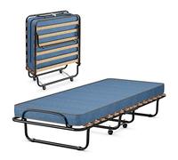 LIFEZEAL Brandina Pieghevole con Materasso, 190x80cm, Letto Singolo a Scomparsa, Letto di Emergenza per Ospite, con Ruote, Telaio in Acciaio, 15 Doghe in Legno, Salvaspazio, Max 120 kg, Made in Italy