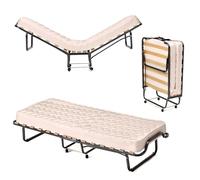 LIFEZEAL Brandina Pieghevole con Materasso, Letto Singolo a Scomparsa, Letto di Emergenza per Ospite, con 4 Ruote, Telaio in Acciaio, 15 Doghe in Legno, Salvaspazio, Max 120 kg, Made in Italy