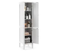 LIFEZEAL Colonna Bagno Salvaspazio con 2 Ante, Mobiletto Multiuso, Dispensa Cucina Mobile Alto e Stretto, 37x37x160cm, Armadio Angolare a 5 Rapiani con Dispositivo Anti-Ribaltamento (bianco)