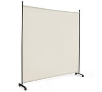 LIFEZEAL Divisorio a 1 Pannello, Separè per Interno, Esterno, Paravento Mobile, Parete Divisoria, Telaio in Metallo, con 4 Ruote, Protezione di Privacy, Separatore di Spazio, Byobu, 184x184cm (beige)