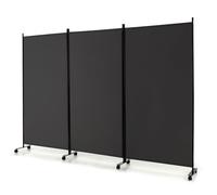 LIFEZEAL Divisorio a 3 Pannelli, Separè per Interno, Esterno, Paravento Mobile, Pieghevole, Parete Divisoria, Telaio in Metallo, con 8 Ruote, Protezione di Privacy, Separatore di Spazio (grigio)