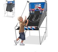 LIFEZEAL Gioco Arcade di Basket Ball pieghevole, doppio cestino da Basket con 8 modalità di gioco e contatore per 2 persone, rete di sicurezza, telaio in metallo, 4 palloncini, 1 pompa (blu+nero)