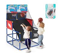 LIFEZEAL Gioco Arcade di Basket, Cerchio da Basket per Bambini con Supporto, Gioco di Basket per 2 Giocatori con 2 Cestini, 4 Palle e Pompa, per Ragazzi e Ragazze