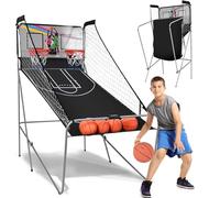 LIFEZEAL Gioco Arcade di Pallacanestro pieghevole, doppio cestino da Basket con 8 modalità di gioco e contatore per 2 persone, rete di sicurezza, telaio in metallo, 4 palloncini, 1 pompa (B)