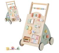 LIFEZEAL Girello per bambini, carrello da passeggio in legno con ruote e cestino portaoggetti, girello Montessori per 1+ anno ragazze e ragazzi