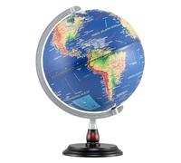 LIFEZEAL Globo Terrestre illuminato LED 30 cm con rilievo geografico | Globe da ufficio educativo con illuminazione a LED, fusi orari e base in legno stabile per studio e decorazione