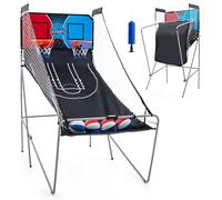 LIFEZEAL Macchina da basket elettrica con 4 palline e pompa ad aria, arcade automatica con 8 modalità di gioco, basket, per 2 giocatori, sport per interni ed esterni (rosso + blu)