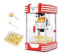 LIFEZEAL Macchina Popcorn 1200W, Riscaldamento e Mantenimento Caldo, Macchinetta Pop Corn Elettrica con 2 Misurino, Contenitore in Acciaio Inossidabile e Vassoio Rimovibile, Condimento Personalizzato