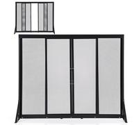 LIFEZEAL Parascintille per Camino a Legna, con Porte Scorrevoli con Maniglia, Paraschizzi per Caminetto, Protezione di Stufa, Grilla a 4 Pannelli, Schermo in Metallo, Rete Decorativa, Nero (89 cm)