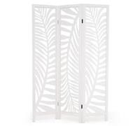 LIFEZEAL Paravento 3 pannelli 170 cm Schermo di Privacy Autoportante senza Assemblaggio Telaio Legno Paulownia Naturale con motivi a fogliame traforato, per casa, ufficio, ristorante, soggiorno