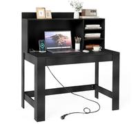 LIFEZEAL Scrivania con Libreria e Multipresa, Scrivania Porta Computer, PC, in Legno, 108x60cm, Ampio Spazio, Tavolo Postazione di Lavoro, per Ufficio, Studio, Moderno, Salvaspazio, Max 140kg (nero)