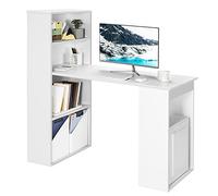LIFEZEAL Scrivania con Libreria, Scrivania Porta Computer con Scaffale, 120x51,5 cm, Ampio Piano, in Legno, Postazione di Lavoro, con Ripiano Rimovibile, Scrittoio, Desk, Moderno, Salvaspazio, Bianco