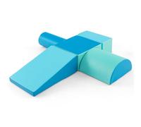 LIFEZEAL Set di 5 Blocchi Morbidi in Schiuma per Bambini 9-36 Mesi, Costruzioni, Libera Combinazione, Mattoni Cubi Componibile, Giocattolo Attività, con Scivolo, Arrampicata, Multicolore