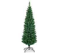 LIFEZEAL Slim Albero di Natale Artificiale 150 cm, Foltissimo, 220 Rami, in PVC Ignifugo, Christmas Tree, Base Pieghevole in Acciaio, Montaggio Facile, Interno, Esterno, Decorazione Natalizia