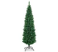 LIFEZEAL Slim Albero di Natale Artificiale 180 cm, Pop Up, Stretto, Foltissimo, 400 Rami, PVC Ignifugo, Christmas Tree, Base in Acciaio, Montaggio Facile, Interno, Esterno, Decorazione Natalizia