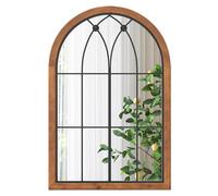 LIFEZEAL Specchio da Parete a Arco, Retrò, 60x90cm, Cornice in Legno Massello, 2 Modi di Montaggio, Antiesplosione, Decorativo, Ingresso, Salotto, Camera da Letto, Bagno, Alta Definizione, Mirror