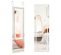 LIFEZEAL Specchio da Parete Lungo con Luci, Specchio da Parete Intero con LED, 3 Colori Regolabile, Specchio Moderno da Ingresso e da Camera, Specchio da Porta con Ganci, 120x37cm, Bianco