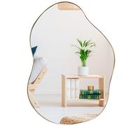 LIFEZEAL Specchio Irregolare da Parete, Specchio con Cornice, Decorativo, Asimmetrico, Montaggio Orizzontale, Verticale, Alta Definizione, Mirror, Bagno, Soggiorno, Camera da Letto, Trucco, Oro