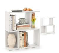 LIFEZEAL Tavolino da Divano a Forma di S Bianco | Libreria a 3 Ripiani con Scomparti Aperti, Combinazione Libera, Salvaspazio, Moderna, per Soggiorno, 50x17,5x55,5cm