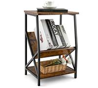 LIFEZEAL Tavolino da Divano, con Libreria Porta Rivista, Comodino Camera da Letto, Tavolino Laterale da Caffè, Soggiorno, Salotto, Vintage, Industriale, Max 75 kg, 40x30x61cm, Marrone